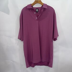 FootJoy FJ Polo Mens Large Pink Black Stripes Athletic Fit Stretch Golf Shirt